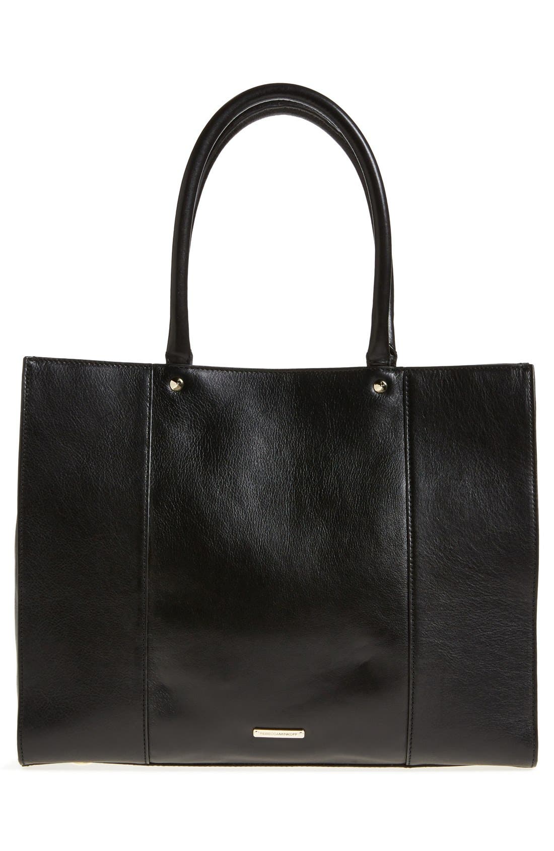 'Medium MAB' Studded Tote, Alternate, color, BLACK