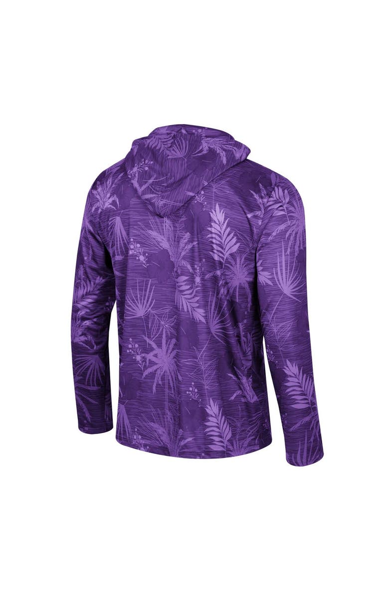 COLOSSEUM Men's Colosseum Purple Kansas State Wildcats Palms Printed Lightweight Quarter-Zip Hooded Top, Alternate, color, 