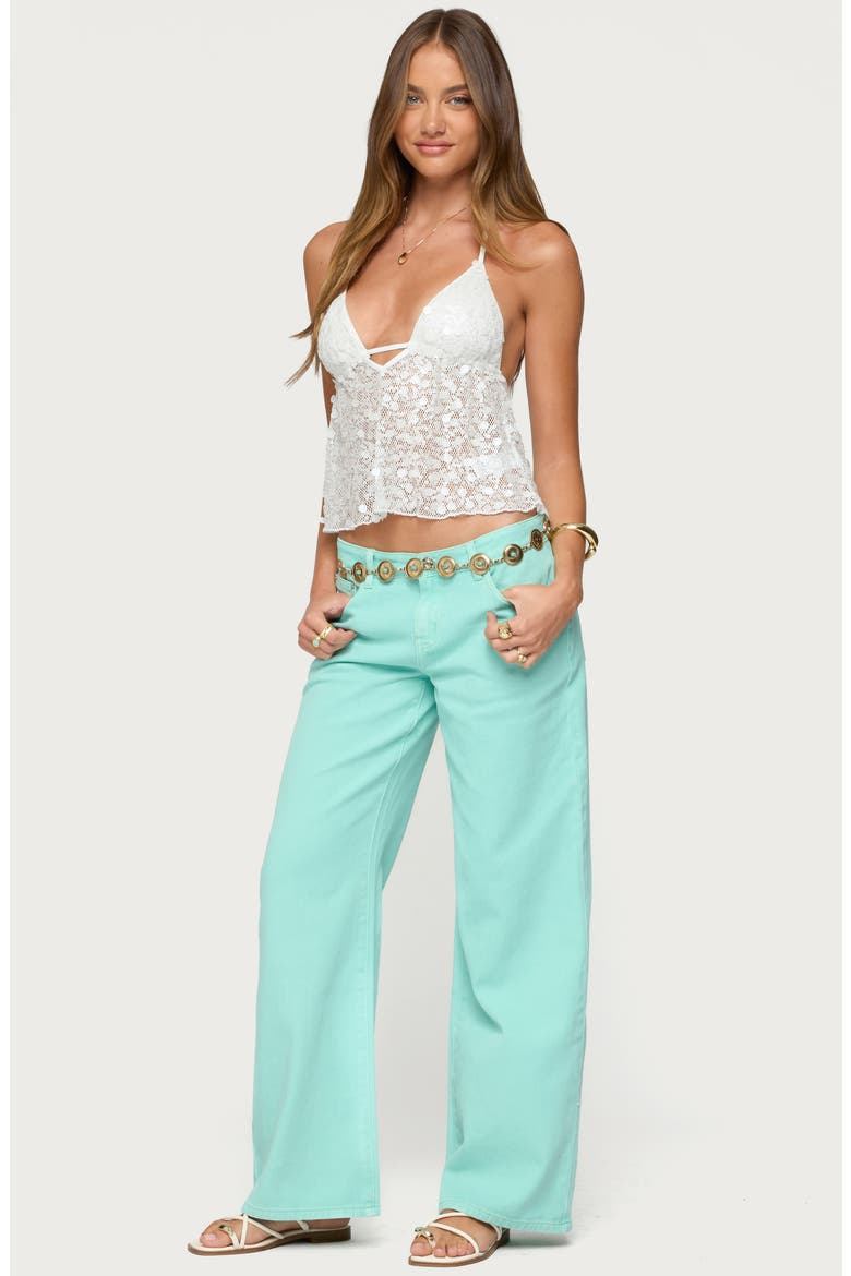 Meela Sequin Beaded Open Back Halter Top, Alternate, color, WHITE