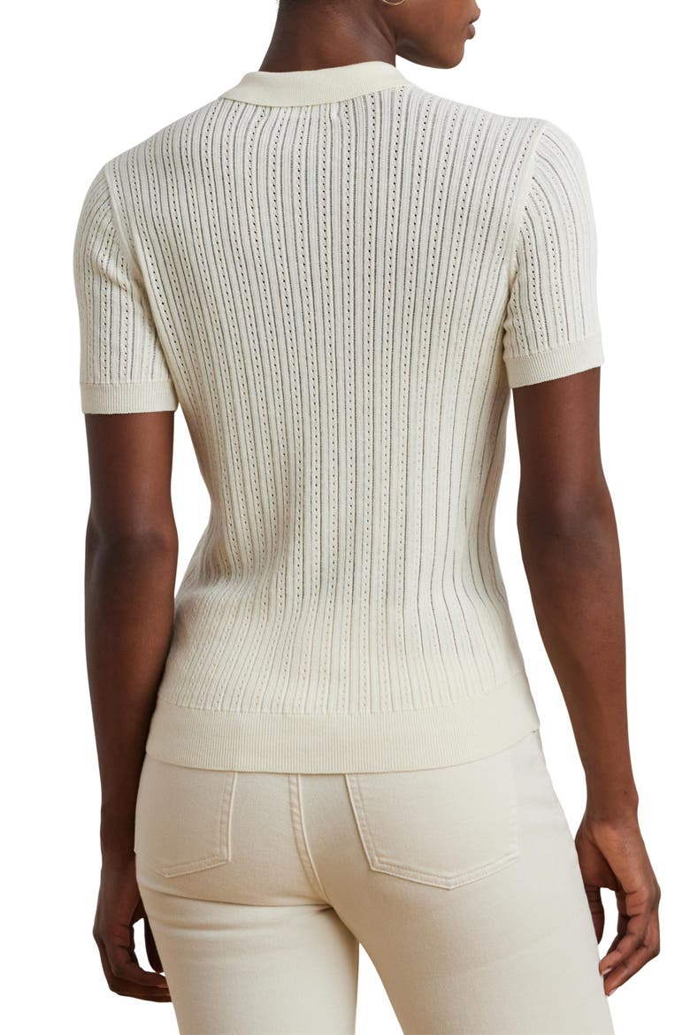 Pointelle Polo, Alternate, color, MASCARPONE CREAM