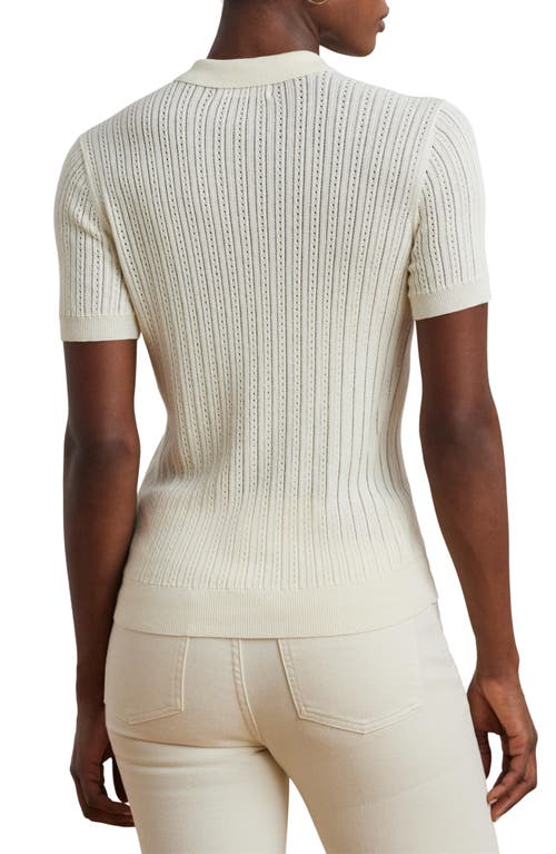 Shop Ralph Lauren Lauren Pointelle Polo In Mascarpone Cream