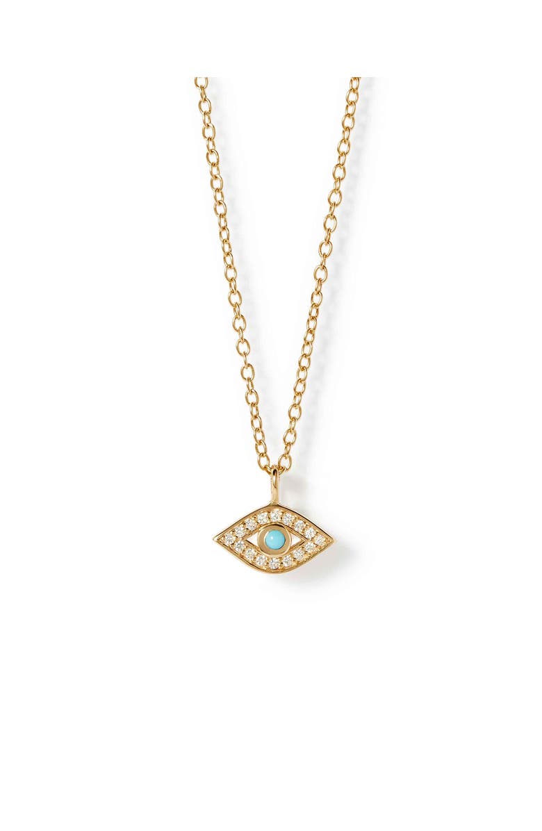 Astley Clarke Gold Biography Mini Evil Eye Pendant Necklace, Main, color, Evil Eye