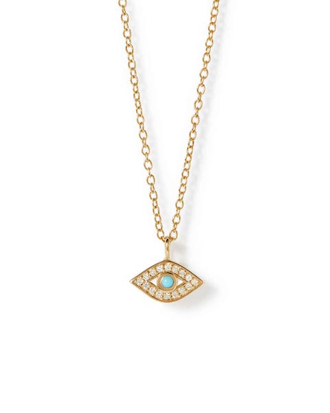 Gold Biography Mini Evil Eye Pendant Necklace