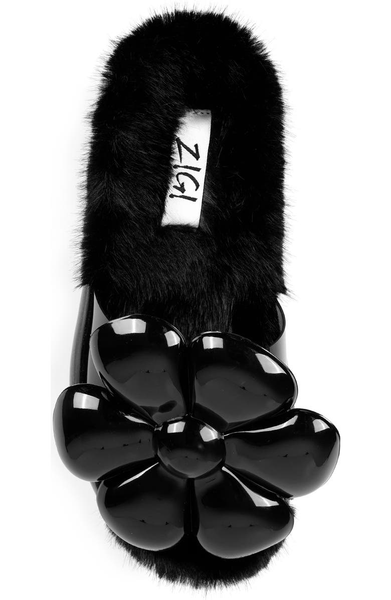 ZIGI Cass Faux Fur Lined Sandal, Alternate, color, Black