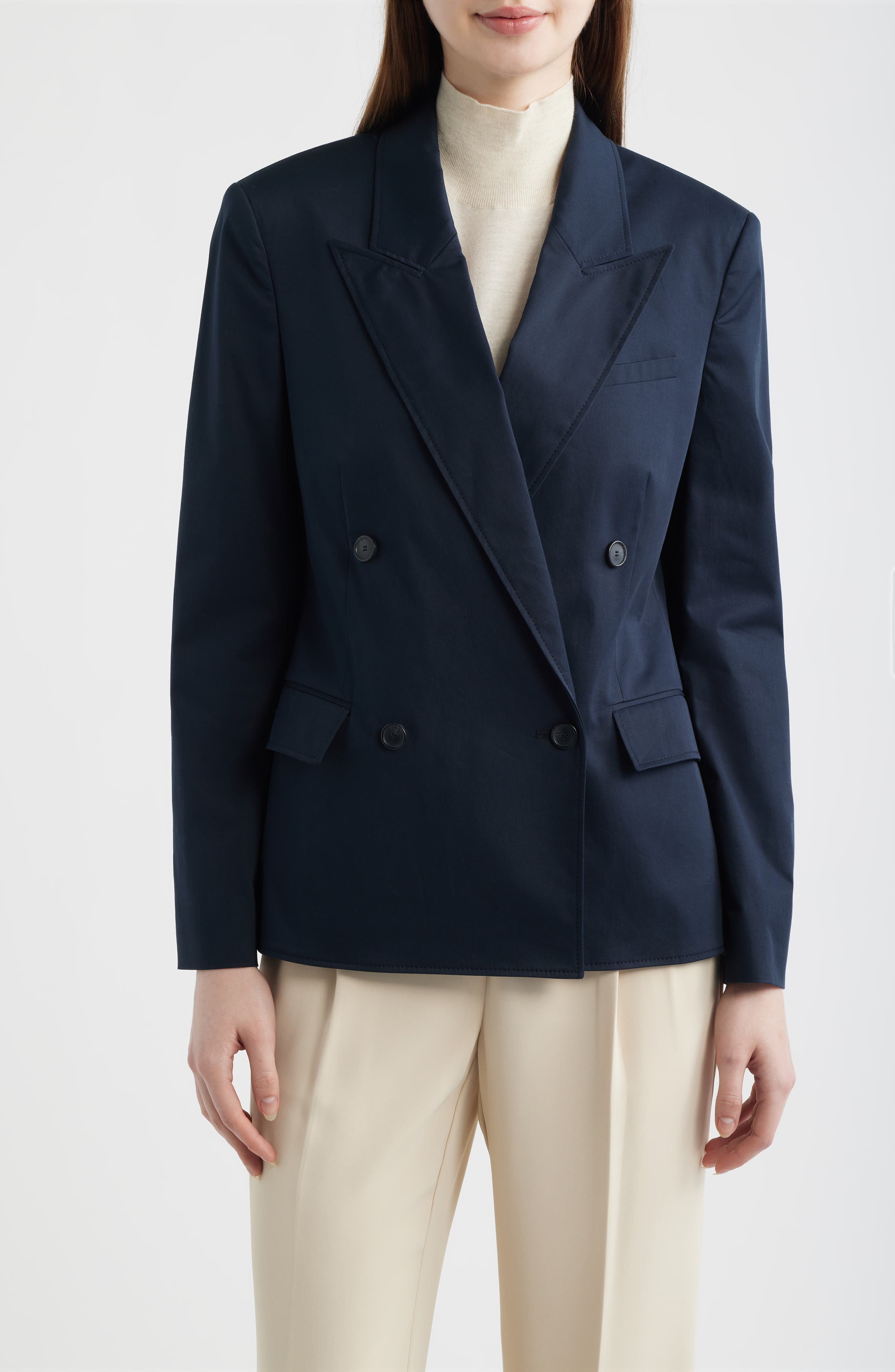 Jaleto Water Repellent Double Breasted Stretch Cotton Blazer