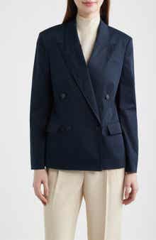 Jaleto Water Repellent Double Breasted Stretch Cotton Blazer