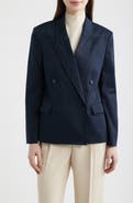 BOSS Jaleto Water Repellent Double Breasted Stretch Cotton Blazer