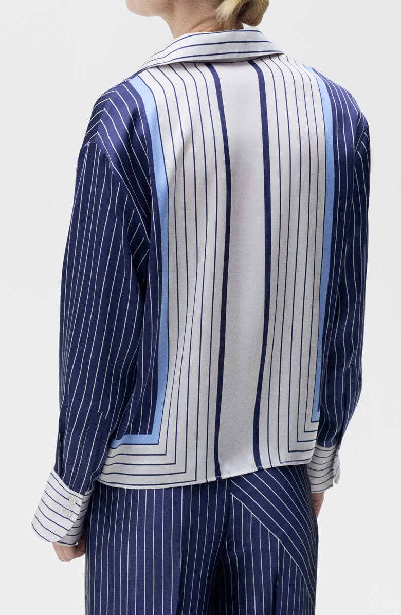 MANGO Stripe Satin Shirt, Alternate, color, Blue
