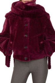 Burberry Detachable Scarf Shearling Jacket