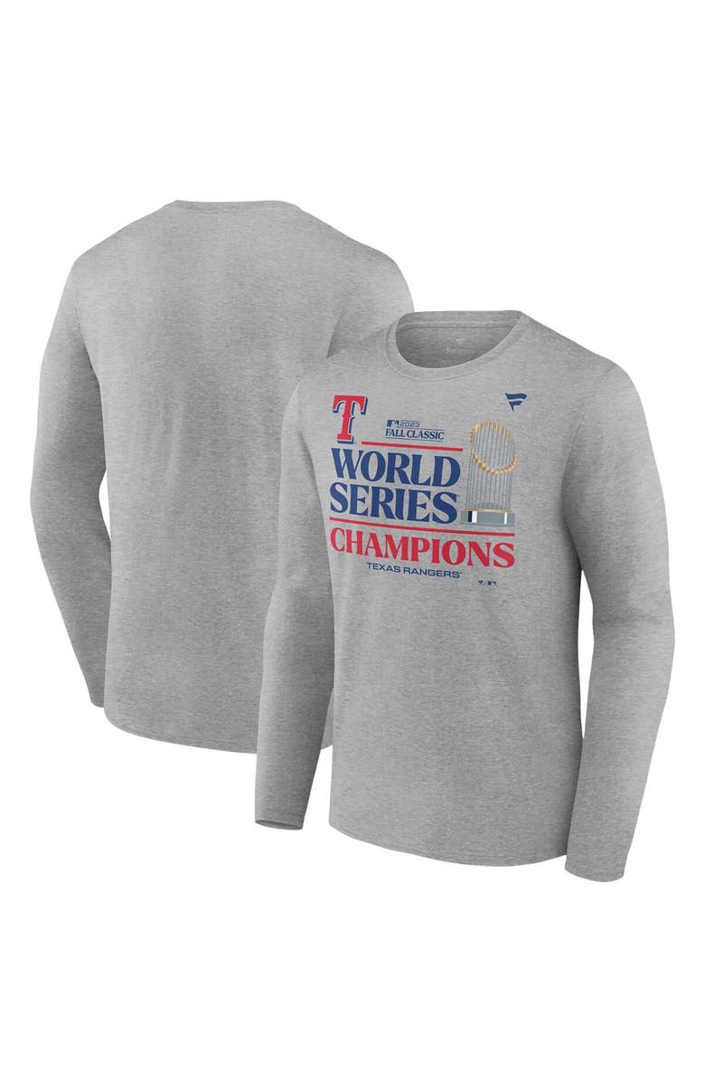 PROFILE Men's Fanatics Branded  Heather Gray Texas Rangers 2023 World Series Champions Locker Room Big & Tall Long Sleeve T-Shirt, Main, color, 