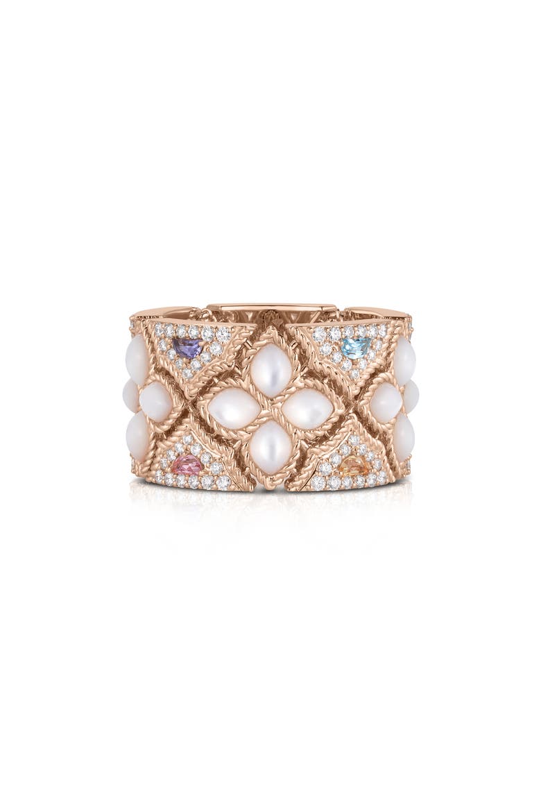 Venetian Princess Carnival Diamond & Jewel Cigar Band Ring, Alternate, color, ROSE GOLD