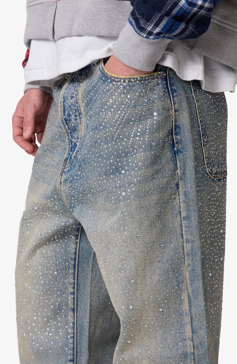 mnml Embellished Ultrabaggy Jeans, Alternate, color, Blue