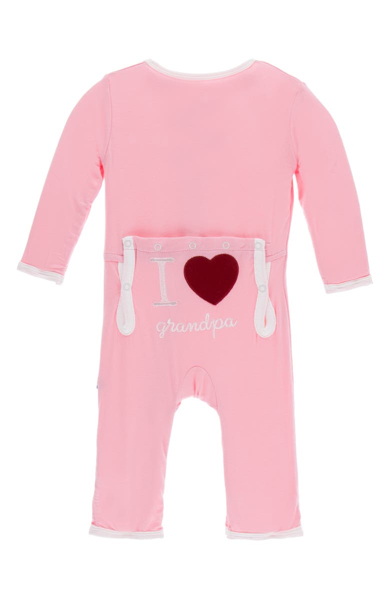 KicKee Pants I Heart Appliqué Snap Romper, Main, color, Lotus I Love Grandpa