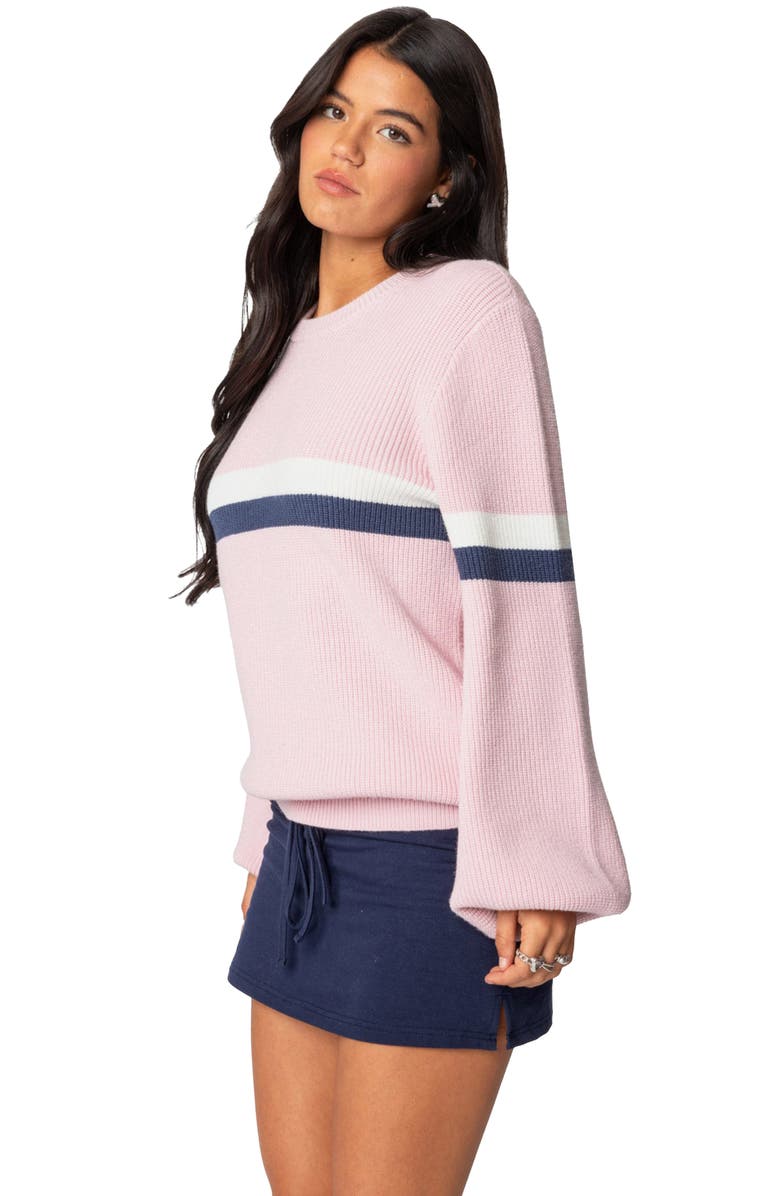 EDIKTED Nautical Stripe Oversize Sweater, Alternate, color, Pink
