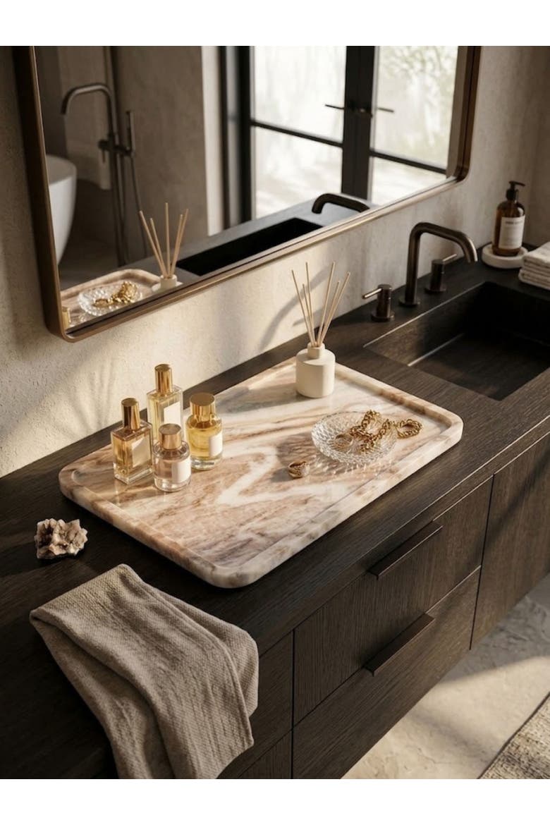 Clover Beige Marble Tray, Alternate, color, Beige