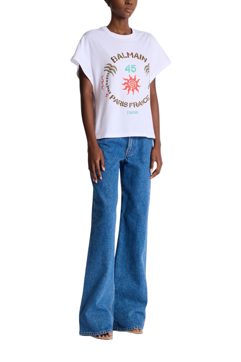 T-shirt with Balmain Club print, Main, color, white