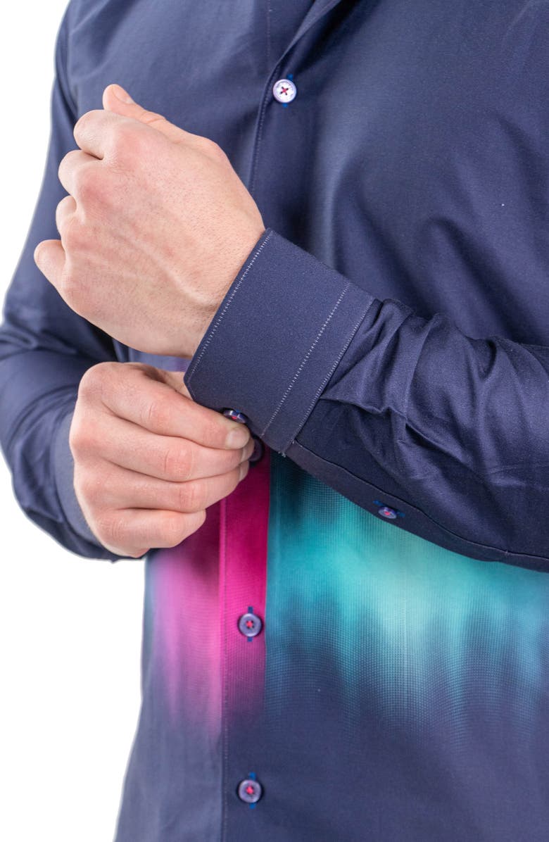 Maceoo Fibonacci Aurora Purple Contemporary Fit Button-Up Shirt, Alternate, color, Purple