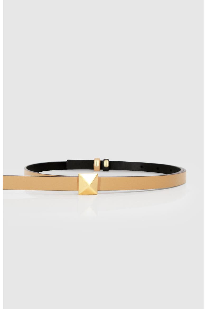 Cleopatra Pyramid Stud Leather Belt, Alternate, color, Tan/Black