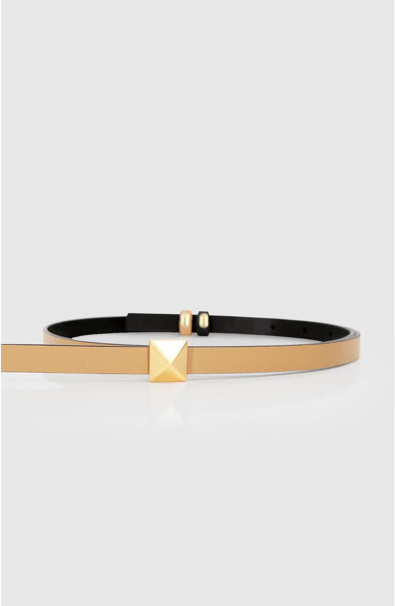 Belle & Bloom Cleopatra Pyramid Stud Leather Belt, Alternate, color, Tan/Black