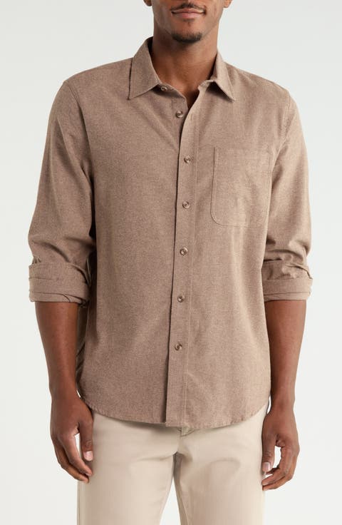 Cotton Flannel Button-Up Shirt