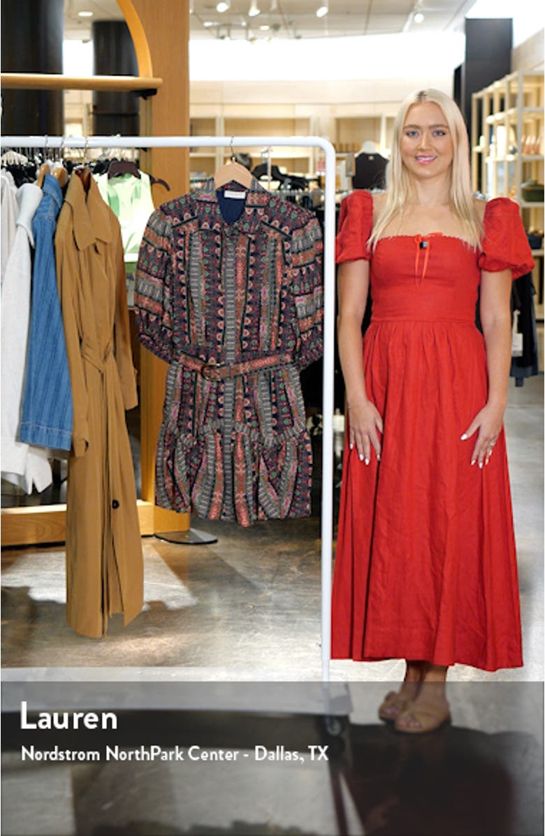 Abilene Mixed Print Short Sleeve Cotton & Silk Minidress, sales video thumbnail