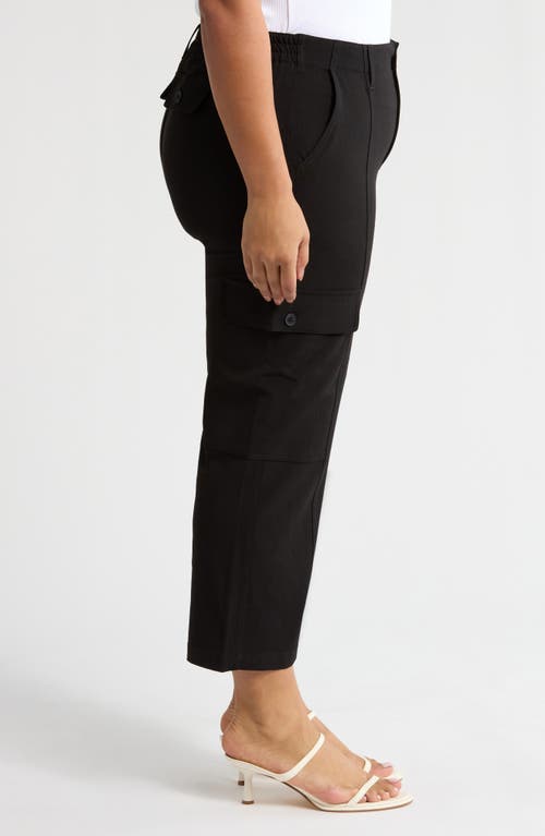 Shop Liverpool Los Angeles High Waist Crop Straight Leg Cargo Pants In Black
