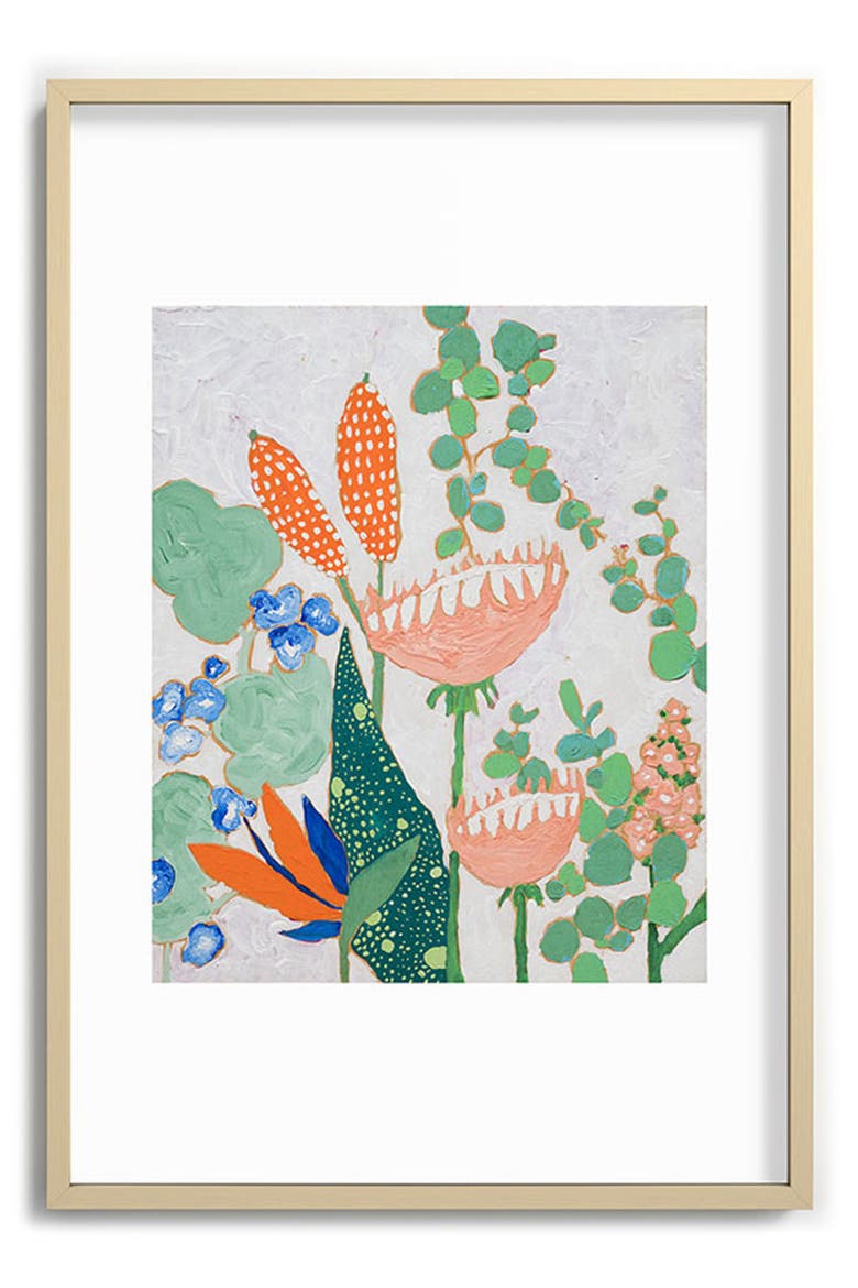 Protea & Birds of Paradise Framed Art Print, Alternate, color, GREEN