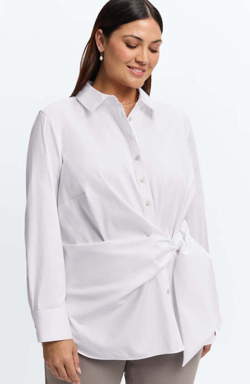 Foxcroft Sabine Side Tie Button-up Shirt In White