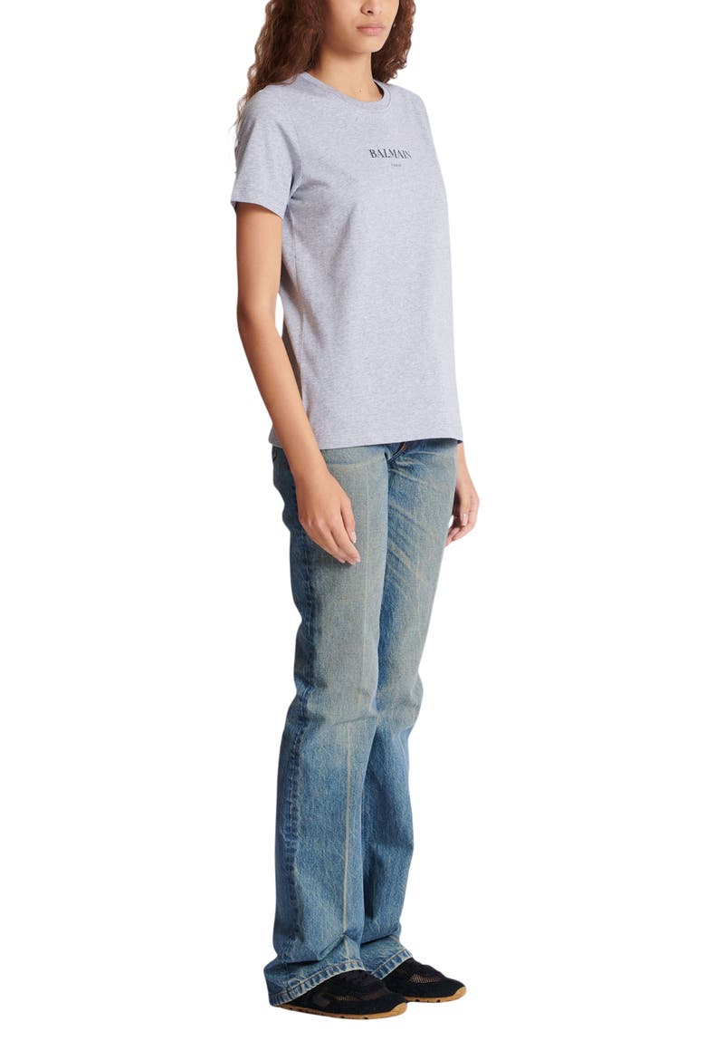 T-Shirt with Balmain Print, Main, color, grey