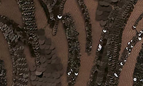 Dress The Population Emmalyn Sequin Detail Long Sleeve Cocktail Midi Dress In Black