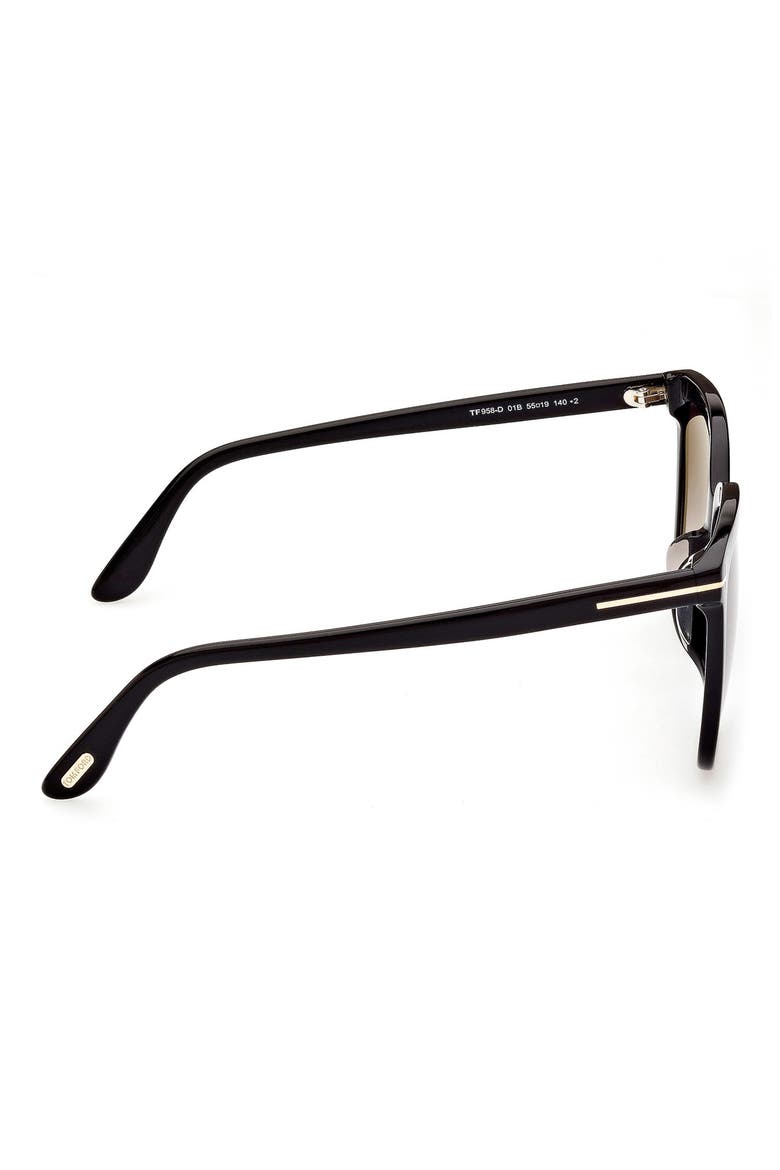 55mm Butterfly Sunglasses, Alternate, color, SHINY BLACK / GRADIENT SMOKE