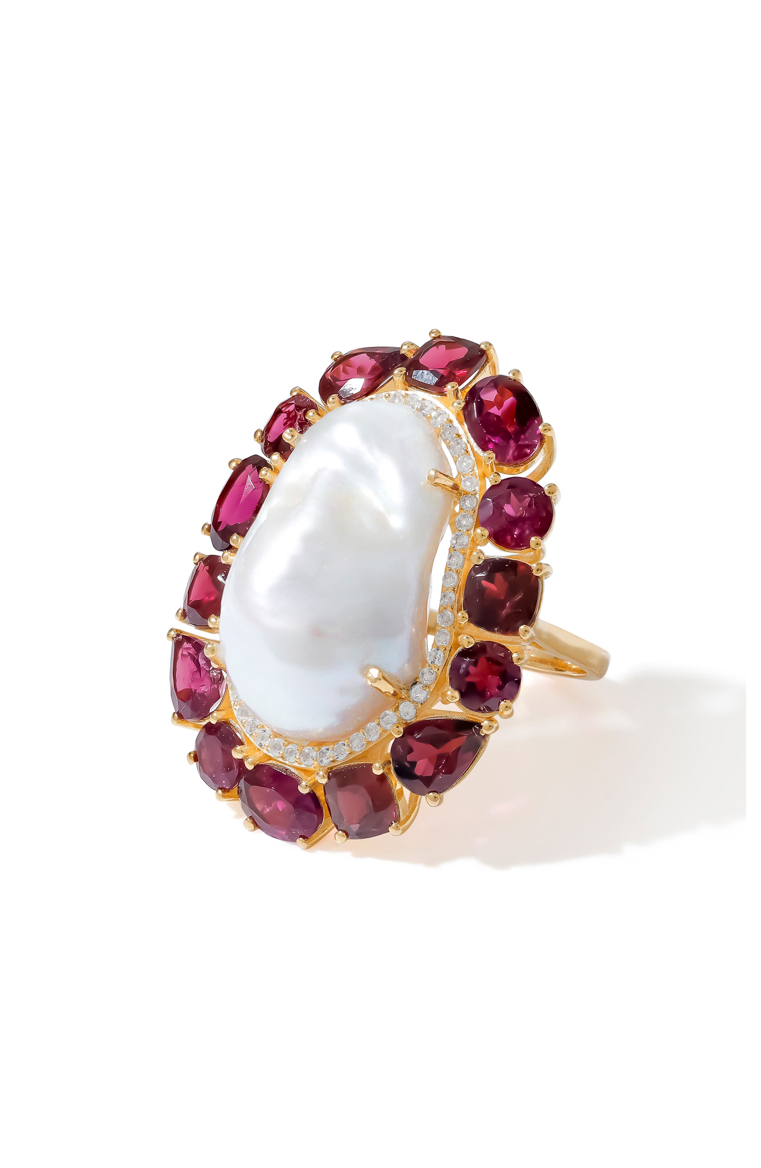 Cultured Pearl & London Blue Topaz Ring