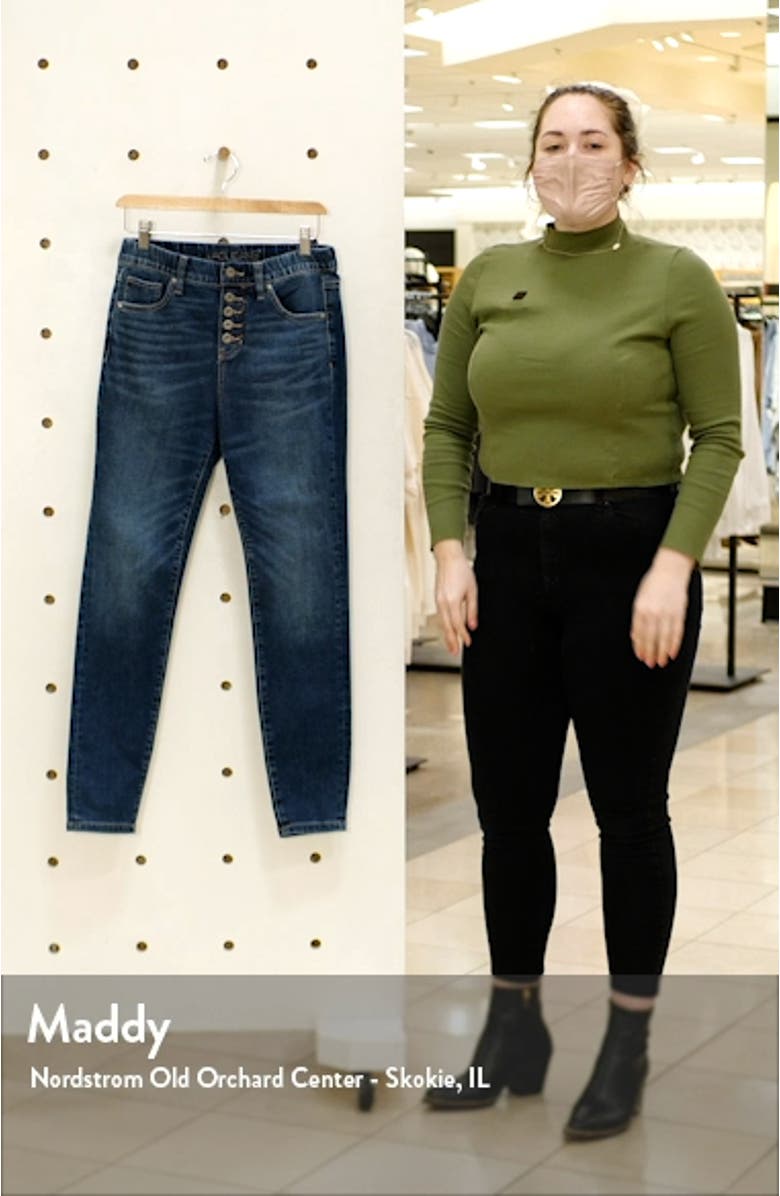 Jeans Valentina Pull-On High Waist Exposed Button Ankle Skinny Jeans, sales video thumbnail