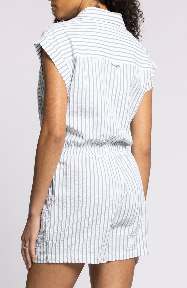 Thread & Supply Marina Stripe Cotton Romper, Alternate, color, White Green