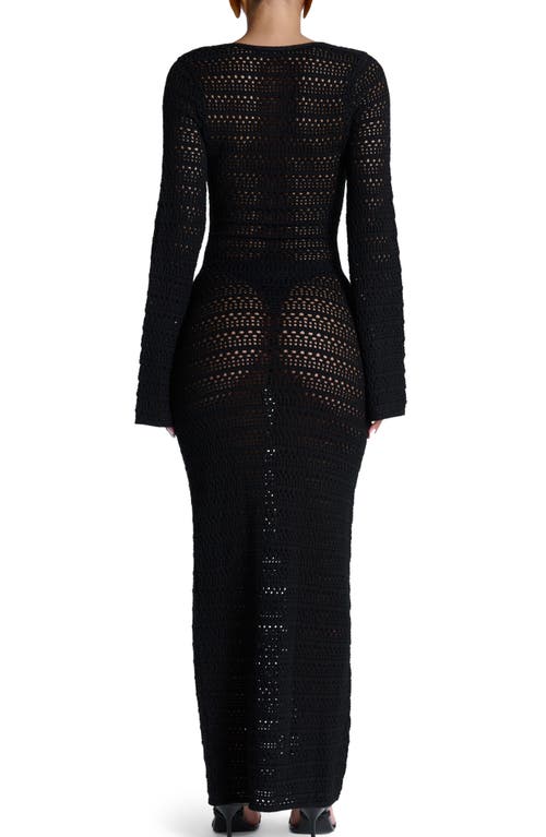 Naked Wardrobe Open Stitch Long Sleeve Maxi Dress In Black
