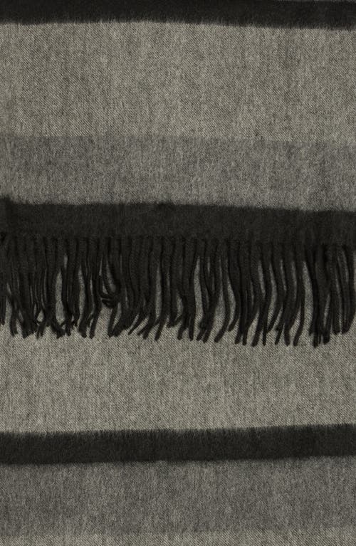 Portolano Stripe Fringe Cashmere Wrap Scarf In Black