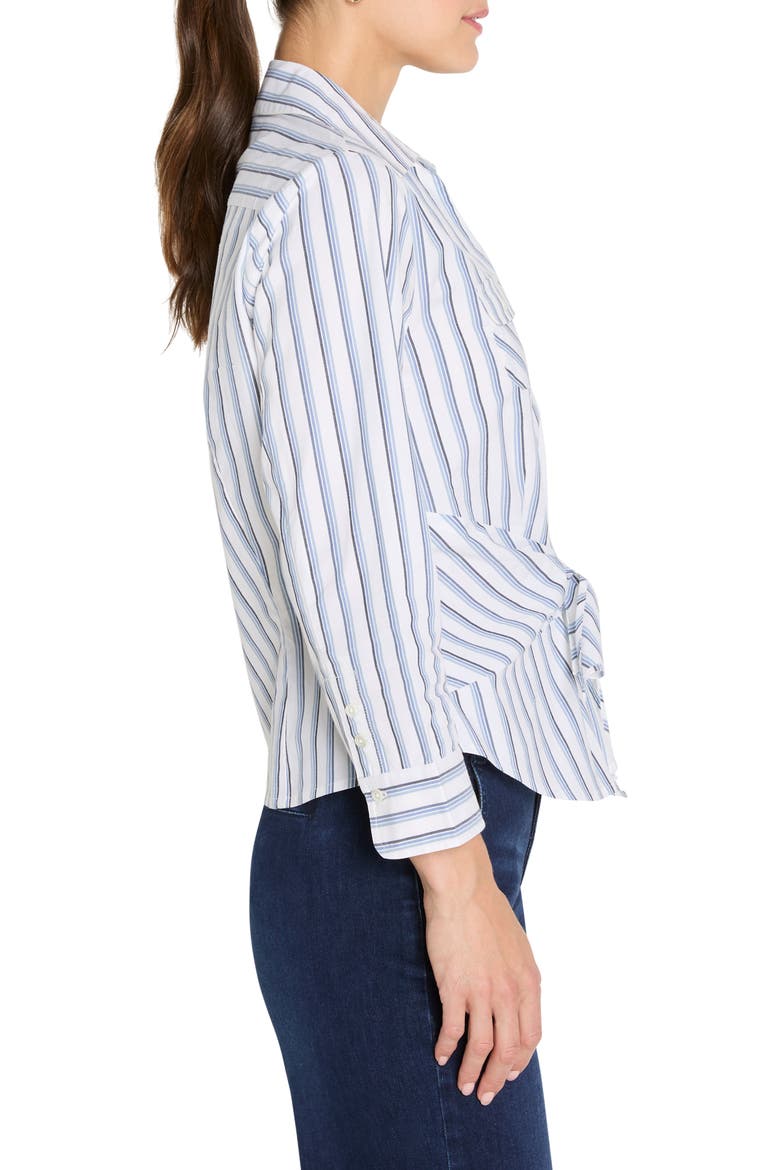 Iconic Stripe Tie Front Button-Up Shirt, Alternate, color, INDIGO MULTI