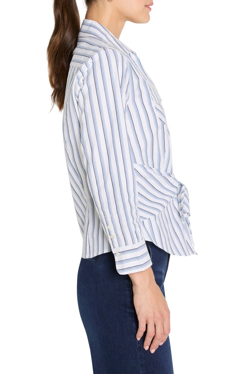 NIC+ZOE Iconic Stripe Tie Front Button-Up Shirt, Alternate, color, Indigo Multi