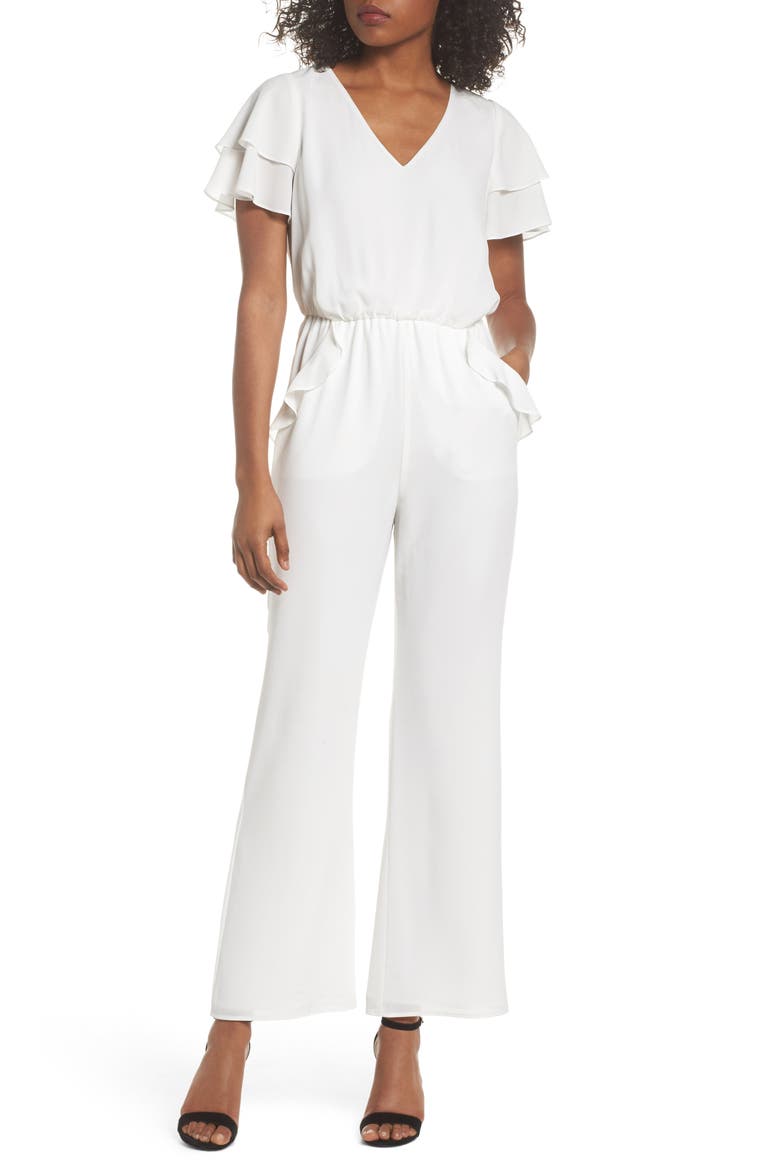 Love in the Air Ruffle Jumpsuit, Main, color, WHITE