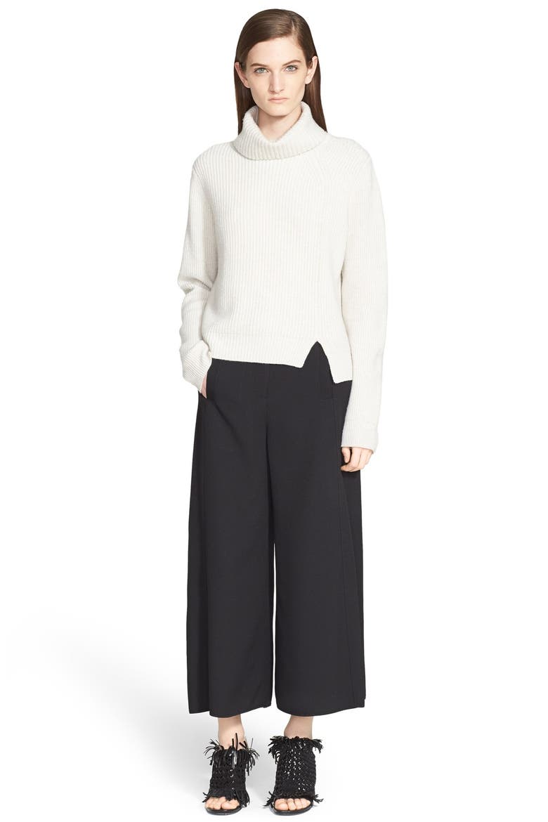 Ribbed Wool & Cashmere Turtleneck Sweater, Alternate, color, OFF WHITE