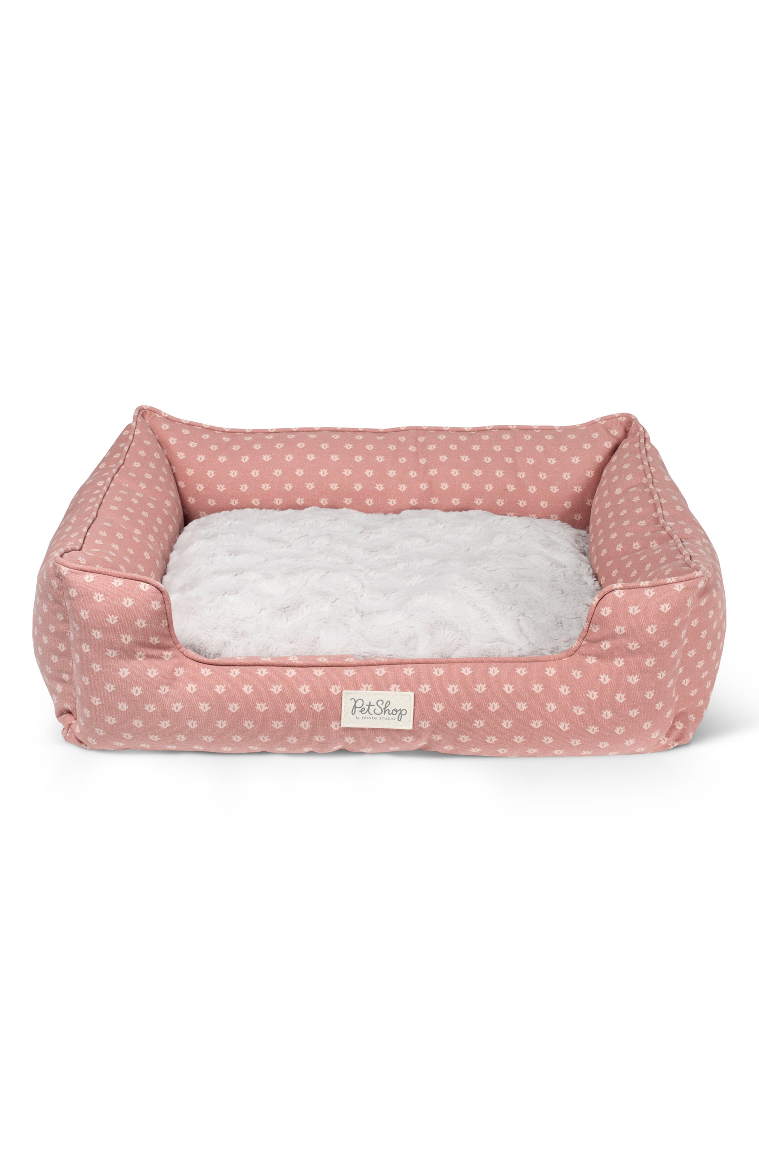 Fringe Studio Medium Canvas Rectangular Cuddler Pet Bed in Pink 