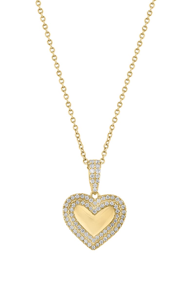 EFFY 14K Yellow Gold Diamond Heart Pendant Necklace - 0.3ct, Main, color, 