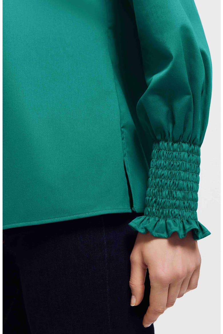 Avril Matte Sateen Button-Up Shirt, Alternate, color, EMERALD