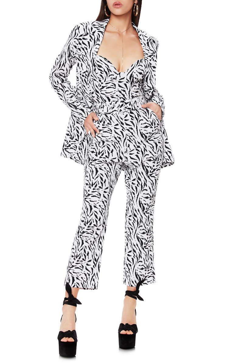 AFRM Rayna Belted Linen Blend Crop Flare Pants, Alternate, color, 