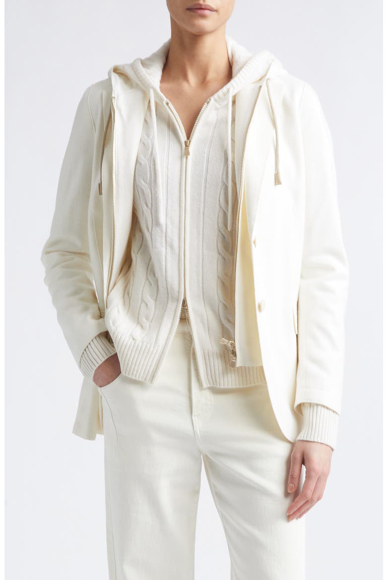 Cable Knit Cashmere Full Zip Sweater, Main, color, 01 WHITE