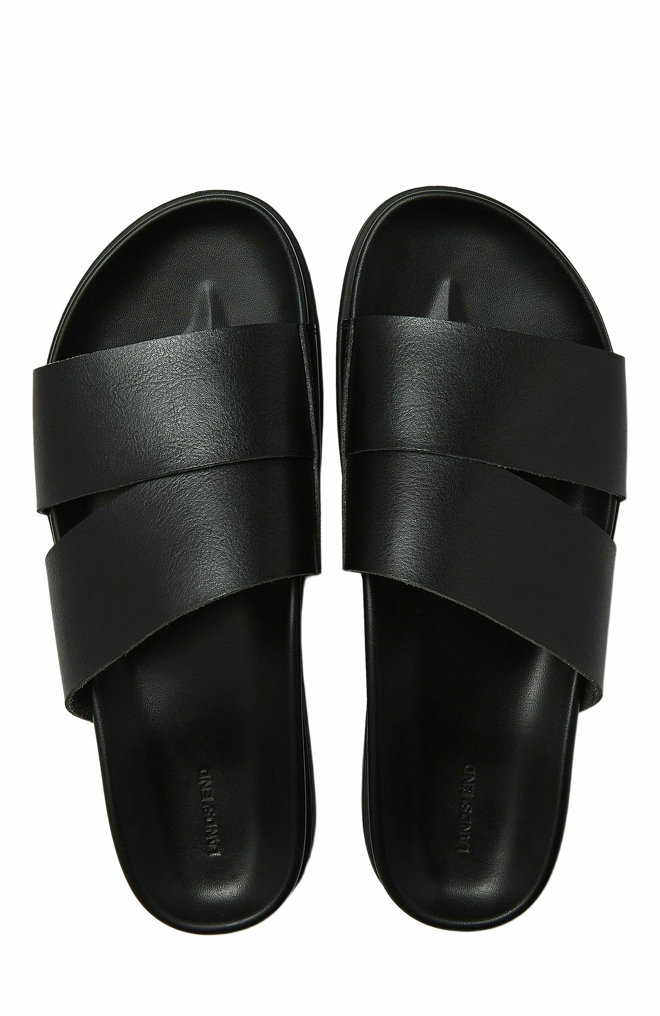 Lands' End Comfort Slide Sandals, Main, color, Black