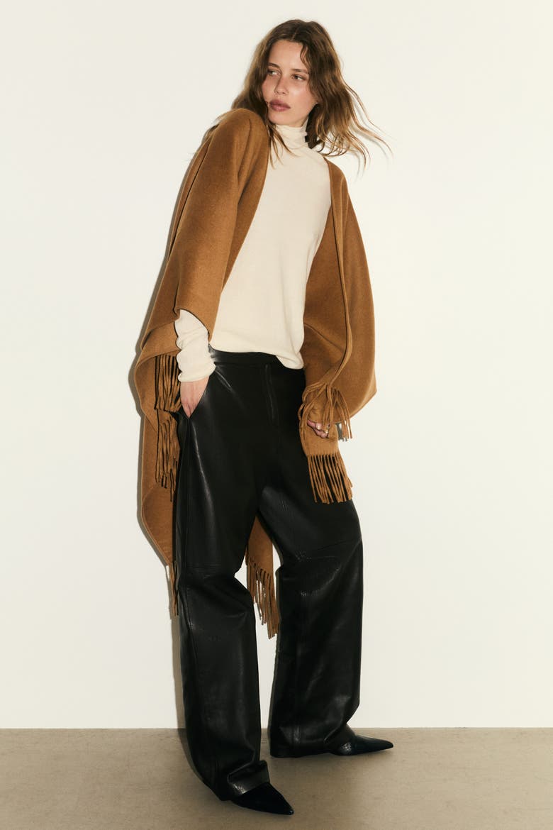 Wool-blend Cape, Alternate, color, Dark beige