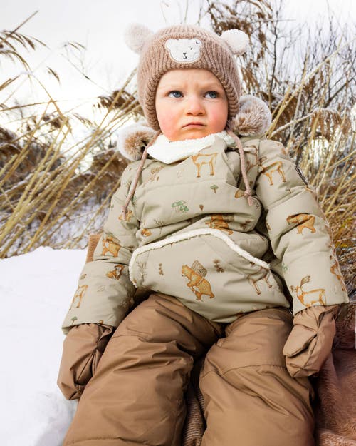 Deux Par Deux Two-piece Snug Snowsuit In Brown