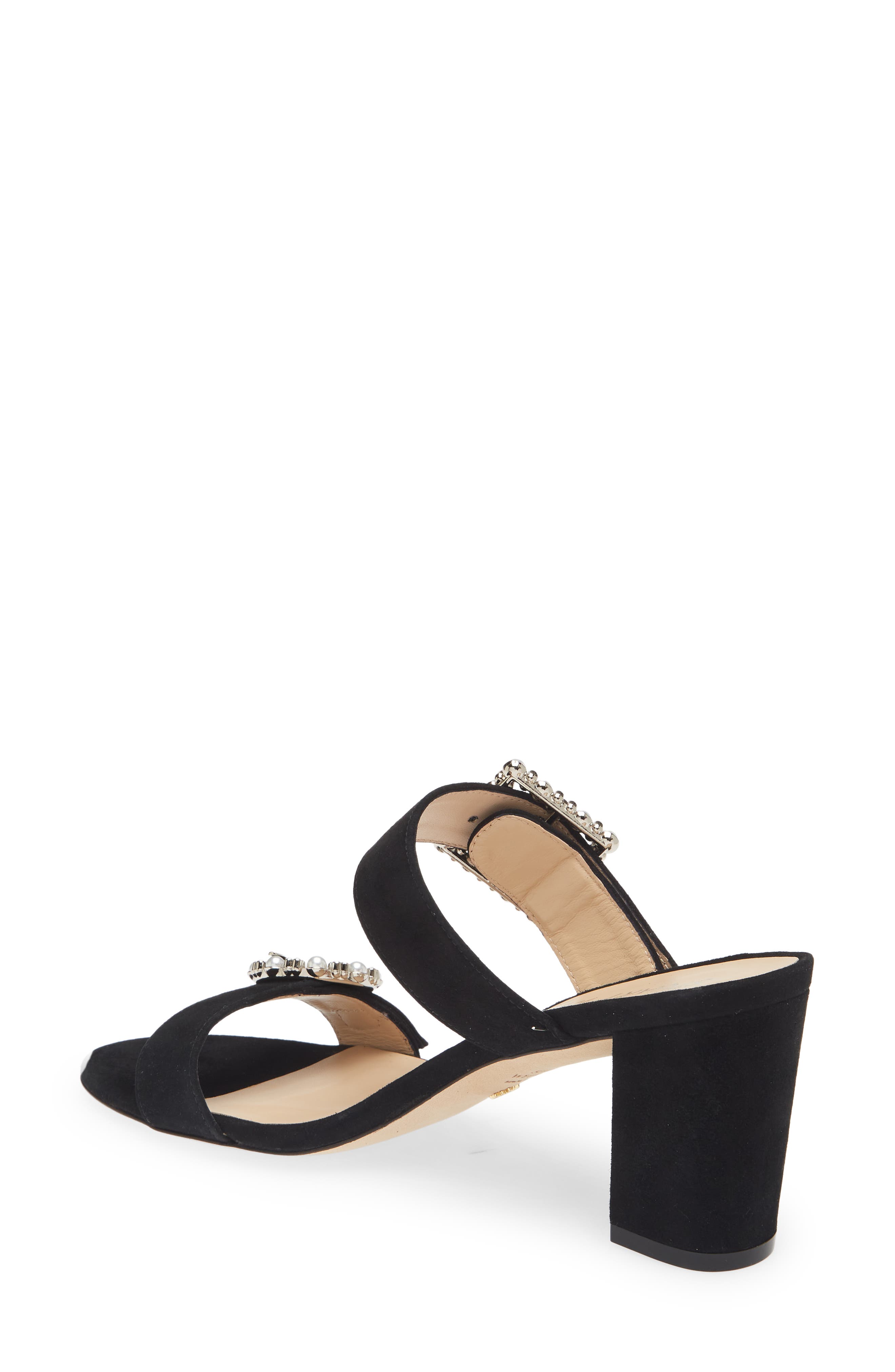 Stuart Weitzman Imitation Pearl Geo Buckle 75 Slide Sandal, Alternate, color, 
