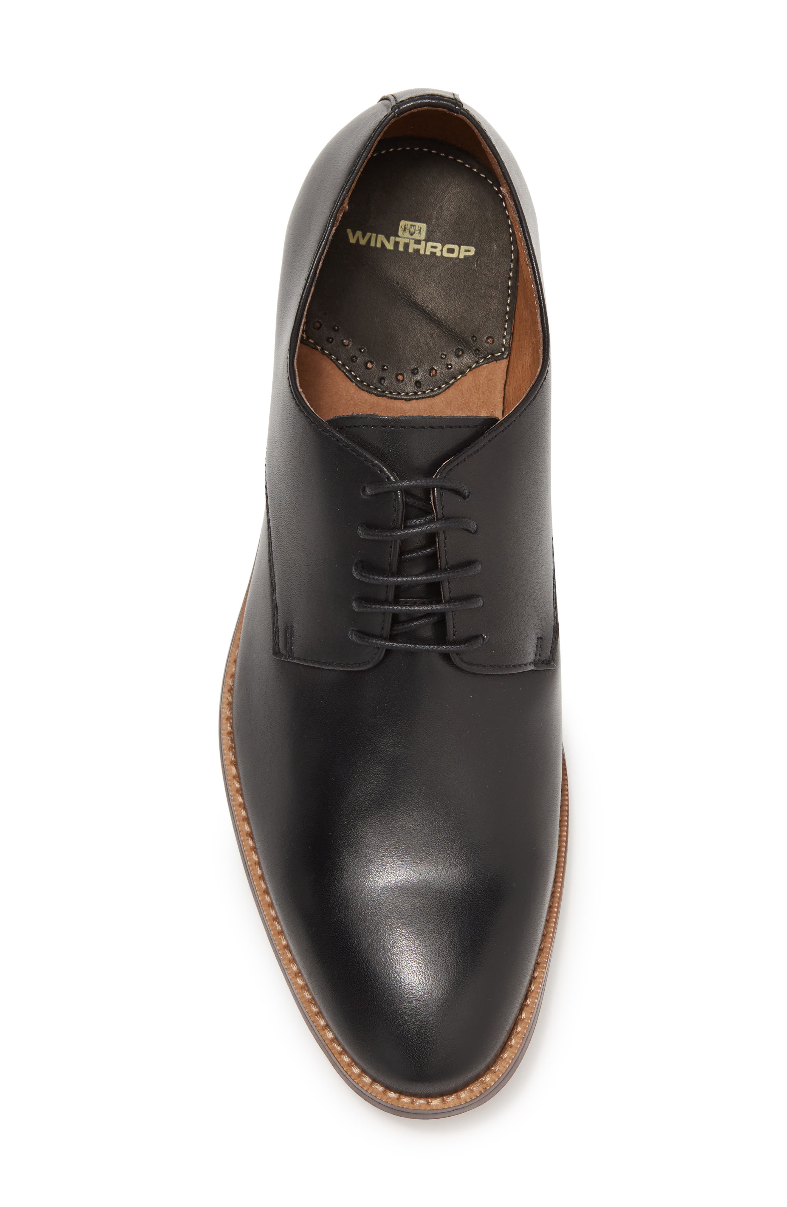 WINTHROP Crescent Leather Derby, Alternate, color, Black